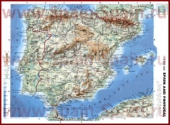 Физическая карта Испании