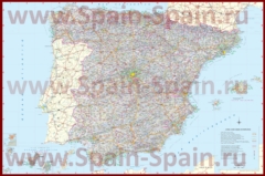 Подробная карта дорог Испании с побережьем