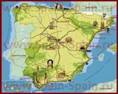 Туристическая карта Испании с курортами